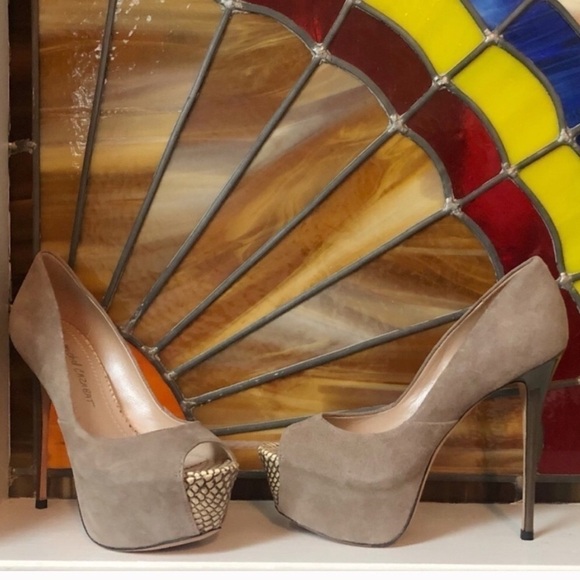 🆕 Jean Michel Cazabat suede platform heels - Picture 1 of 9